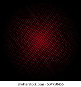 Red Circle of Dots on a Black Background, Pop Art Concept, Retro Style, Vector Illustration 