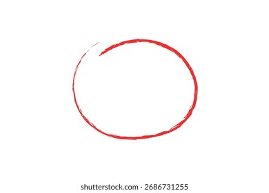 Un círculo rojo dibujado con un pincel sobre un fondo blanco perfecto para resaltar o marcar. ILUSTRACIÓN VECTORIAL EPS