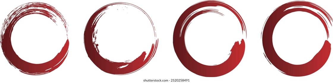 Red circle drawn with ink gradation brush simple set