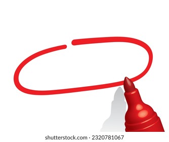 red circle empty, red marker pen, vector illustration