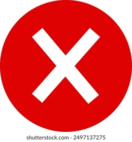 Red Circle Error Icon, Rejected Icon Vector