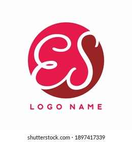 Red circle of ES vector logo template