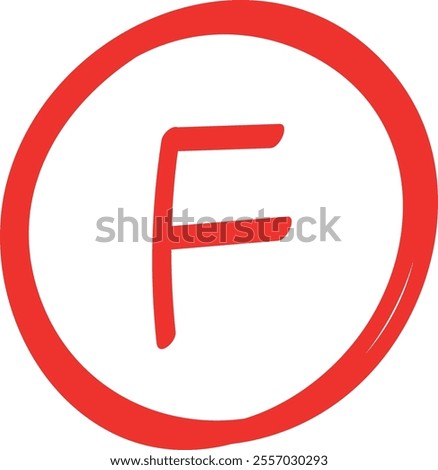 Red Circle F Grade Symbol for Education and Achievement