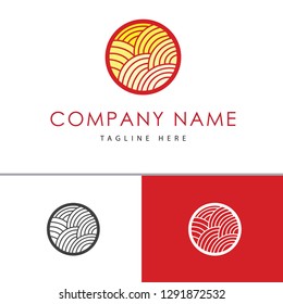 Red Circle Field Farm Logo Vector