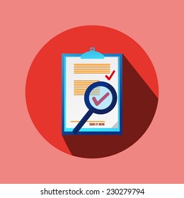 Red Circle Flat Contract Icon With Check