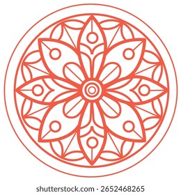 Red circle flower hand drawn for adult coloring book