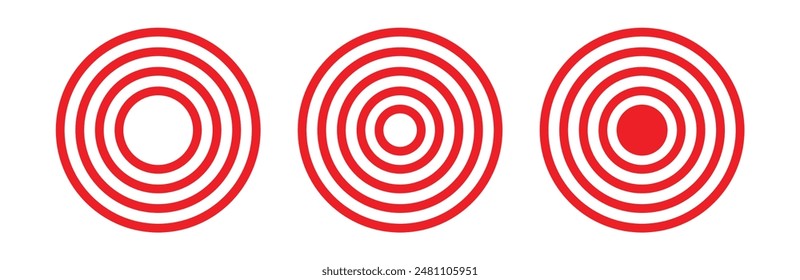 Rotes Kreissymbol. Isoliert auf weißem Hintergrund. Einfaches Vektorgrafik Design.
