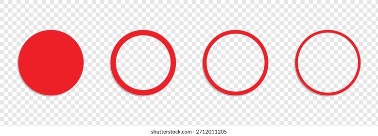Icono rojo del marco del círculo. aislado en el fondo blanco. Ilustración vectorial eps10.