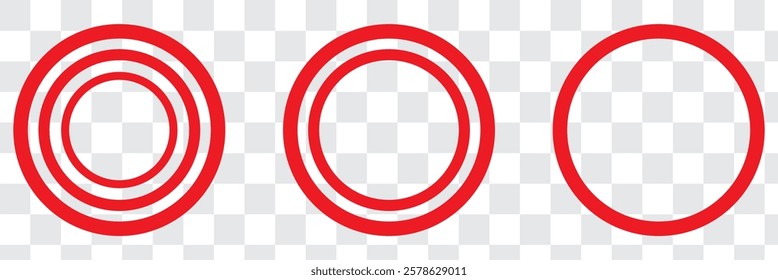 Red circle frame icon set