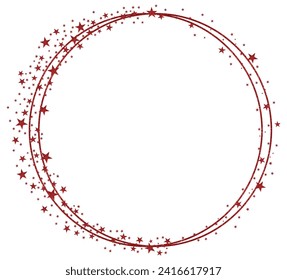 Marco de Círculo Rojo con Estrellas de brillo rojo 1