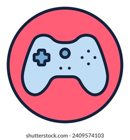 Red Circle with Game Controller vector Gamepad concept colored icon or sign