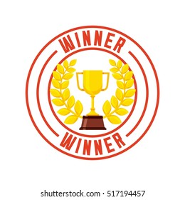 red circle with gold trophy icon  inside over white background. colorful design. vector illustration