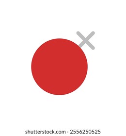 Red Circle with Gray X Icon, Flat Design