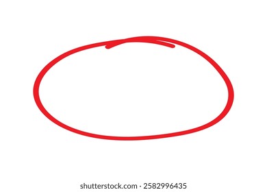 Red Circle hand drawn isolated on white background. Collection of different hand drawn red circles. For web site, logo and text check. Vector illustration.