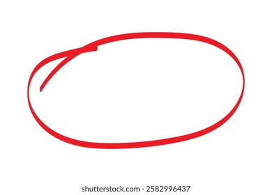 Red Circle hand drawn isolated on white background. Collection of different hand drawn red circles. For web site, logo and text check. Vector illustration.