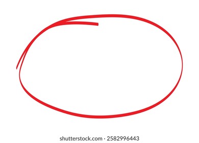 Red Circle hand drawn isolated on white background. Collection of different hand drawn red circles. For web site, logo and text check. Vector illustration.