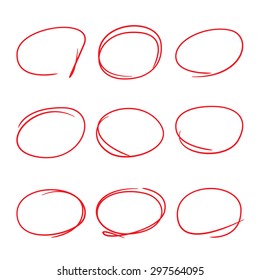 red circle highlighter elements, thin line circle