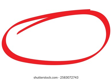 Red circle highlighter. Marker pen handwritten red circle. Highlight ovals, circle frames. Ellipses in doodle style. Set of vector illustration isolated on white background.