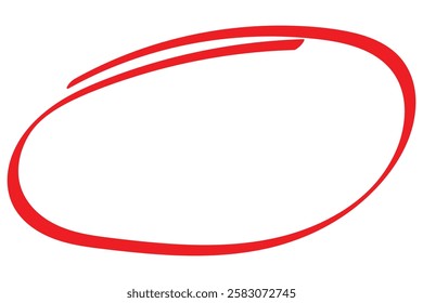 Red circle highlighter. Marker pen handwritten red circle. Highlight ovals, circle frames. Ellipses in doodle style. Set of vector illustration isolated on white background.