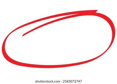 Red circle highlighter. Marker pen handwritten red circle. Highlight ovals, circle frames. Ellipses in doodle style. Set of vector illustration isolated on white background.