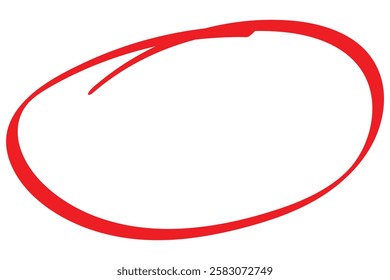 Red circle highlighter. Marker pen handwritten red circle. Highlight ovals, circle frames. Ellipses in doodle style. Set of vector illustration isolated on white background.