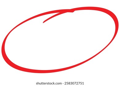 Red circle highlighter. Marker pen handwritten red circle. Highlight ovals, circle frames. Ellipses in doodle style. Set of vector illustration isolated on white background.