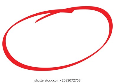 Red circle highlighter. Marker pen handwritten red circle. Highlight ovals, circle frames. Ellipses in doodle style. Set of vector illustration isolated on white background.