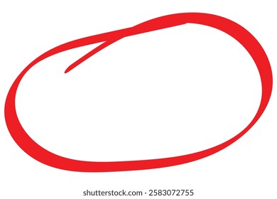 Red circle highlighter. Marker pen handwritten red circle. Highlight ovals, circle frames. Ellipses in doodle style. Set of vector illustration isolated on white background.