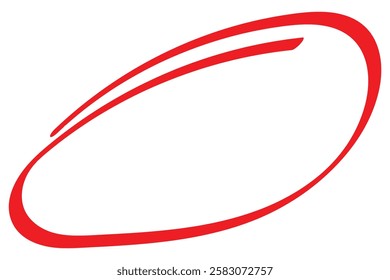 Red circle highlighter. Marker pen handwritten red circle. Highlight ovals, circle frames. Ellipses in doodle style. Set of vector illustration isolated on white background.