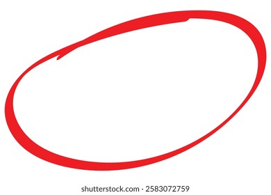 Red circle highlighter. Marker pen handwritten red circle. Highlight ovals, circle frames. Ellipses in doodle style. Set of vector illustration isolated on white background.