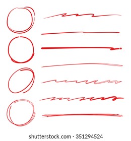 red circle highlighter and underline, brush stroke