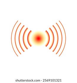 Red circle highlighting pain zone. Ache spot icon for sore body parts. Pain target design element. Abstract hurt localization sign for medical ads