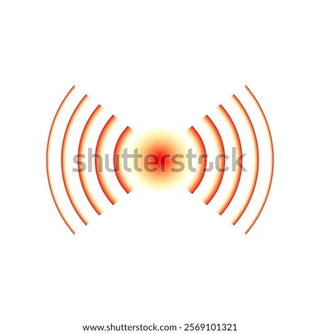 Red circle highlighting pain zone. Ache spot icon for sore body parts. Pain target design element. Abstract hurt localization sign for medical ads