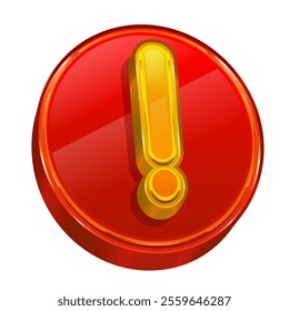 Red circle icon with exclamation mark, isolated vector