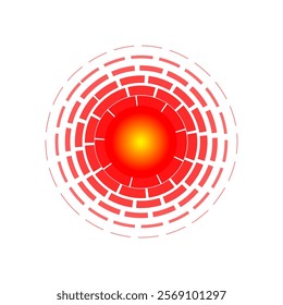 Red circle indicating pain location. Sore spot symbol for body discomfort. Ache area icon used in pain relief ads. Abstract target marking hurt region. Medical sign element