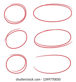 Red Circle Ink Brush For Highlight And Marking Text 