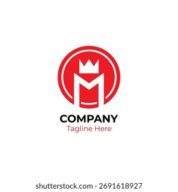 Red circle letter M crown logo template. Letter M logo for restaurant, boutique, and hotel.
