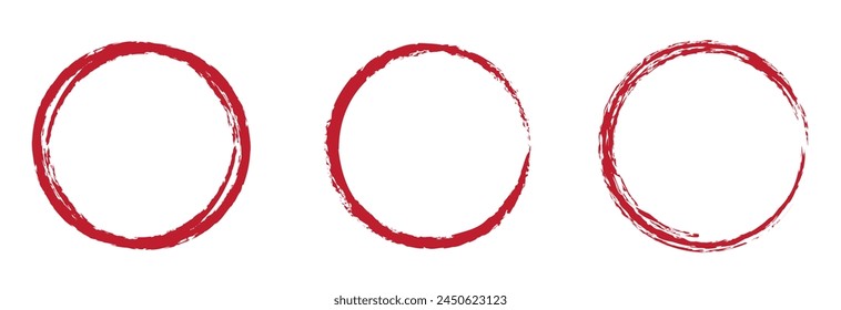 Red circle line hand drawn. Highlight hand drawing circle isolated on a white background. Round handwritten circle. 