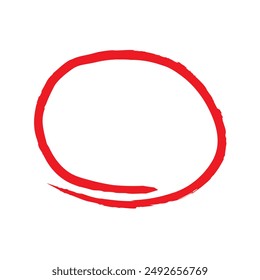 Red circle line hand drawn set. Highlight hand drawing circle isolated on background. Round handwritten red circle. For marking text, note, mark icon, number, marker pen, pencil and text check, vector