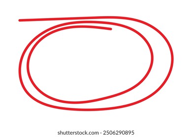 Red circle line hand drawn set. Highlight hand drawing circle isolated on background. Round handwritten circle. For marking text, note, mark icon, number, marker pen, pencil and text check, vector