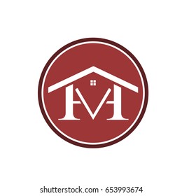 red circle logo H V letter luxury
