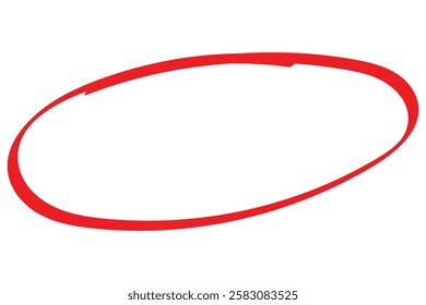 Red circle made with a pen to highlight something. Hand draw circle scribble mark symbol. red highlighter circle on white background. Circle line sketch icon in hand drawn style. vector illustrator.