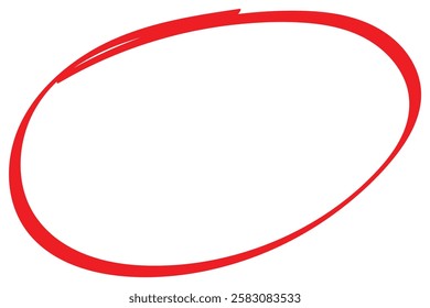Red circle made with a pen to highlight something. Hand draw circle scribble mark symbol. red highlighter circle on white background. Circle line sketch icon in hand drawn style. vector illustrator.