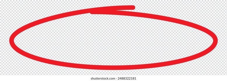 Red circle marker isolated on background. Marker circle hand drawn.