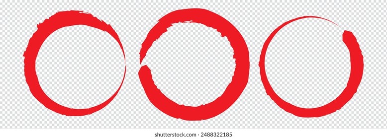 Rotulador de círculo rojo aislado en el fondo. Dibujado a mano.