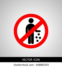 Red Circle No Littering Prohibited Sign. Vector illustration