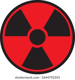 Sinal de aviso de perigo de radiação nuclear de círculo vermelho