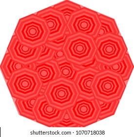 Red circle  octagon ring logo pattern on white background isolated vector