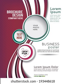 Red circle on green wave background - flyer design or brochure