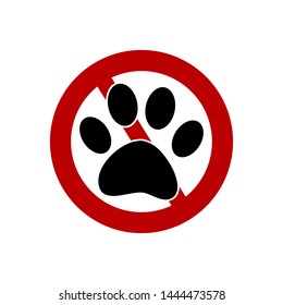 A red circle on a white background, a stop sign. No Pets allowed